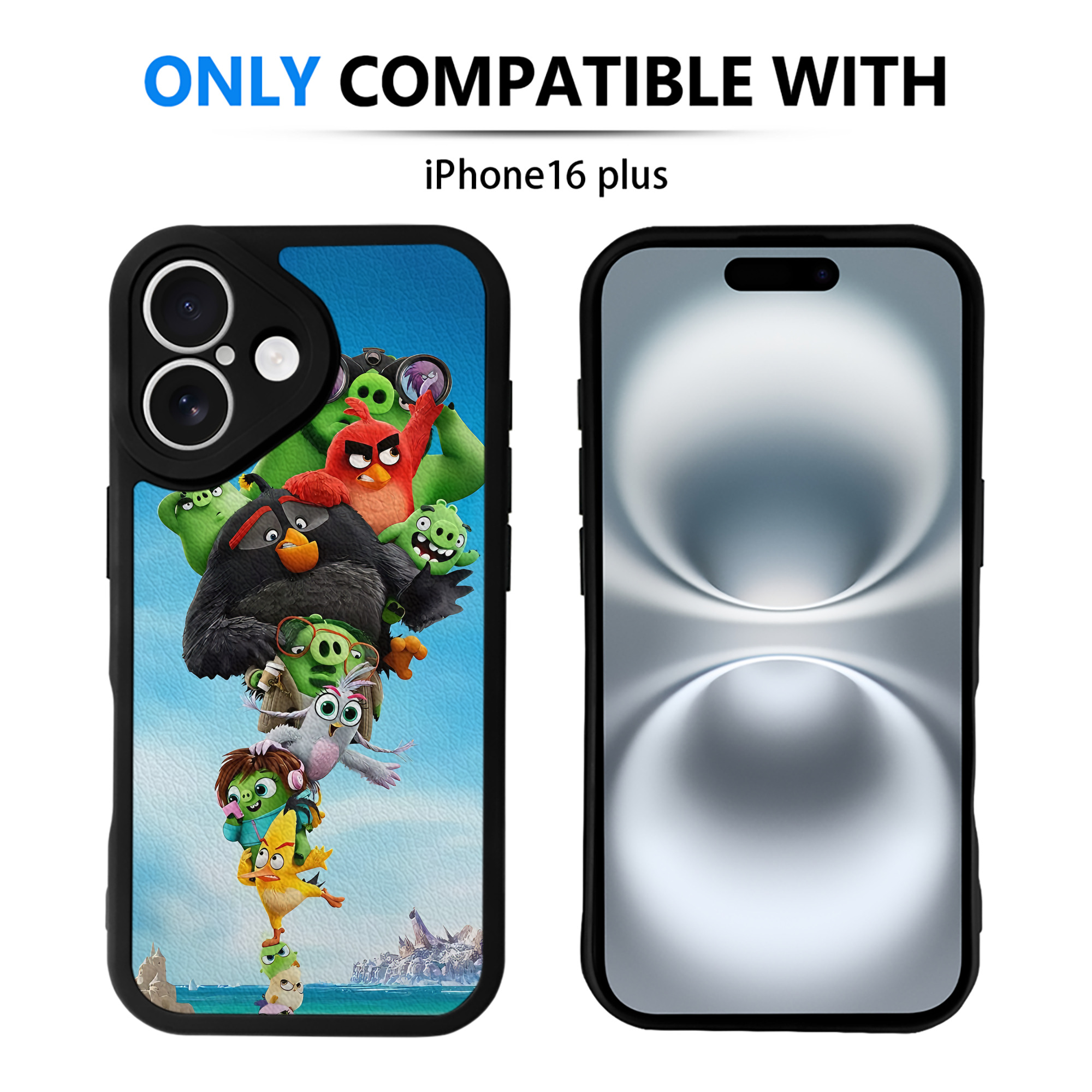 （画像用） Angry Birds アングリーバード 【iPhone 16シリーズ対応】シリコンスマホケース（レザー調） 材質：シリコン